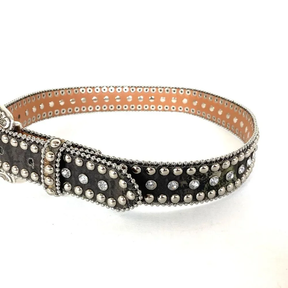 Nocona Genuine Leather Camo Belt Size 24 Crystals Studs Rodeo Kids Women